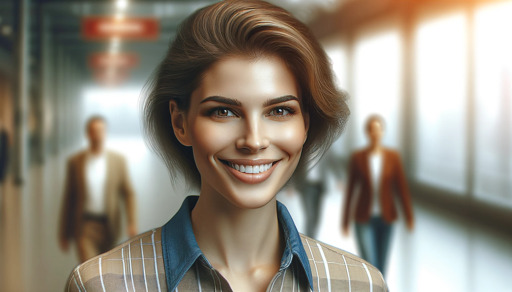a young smiling woman captured her in a natural, everyday setting, highlighting her warm and engaging smile